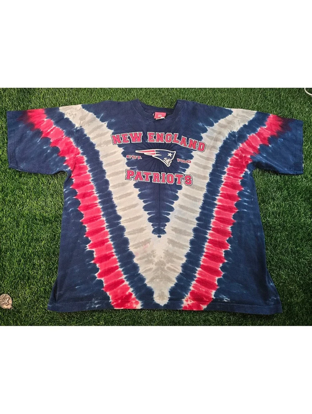 Rare Vintage 90s New England Patriots Tie-Dye T-Shirt XXL